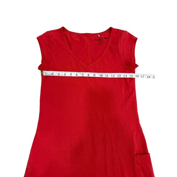 Toad & Co Midi Dress Red Short Sleeve Pocket Organic Cotton Modal Eco Size S - Picture 6 of 7